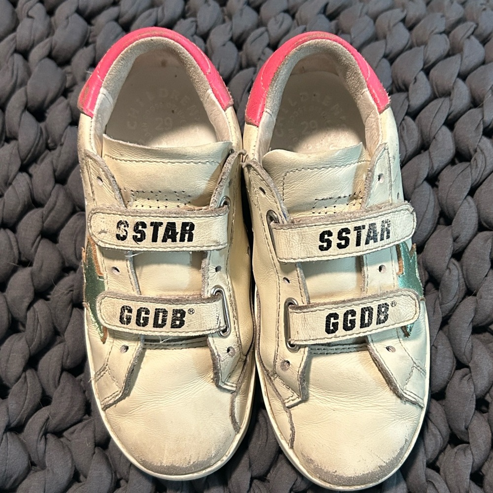 Golden Goose Kids Cream and Pink Star Sneakers